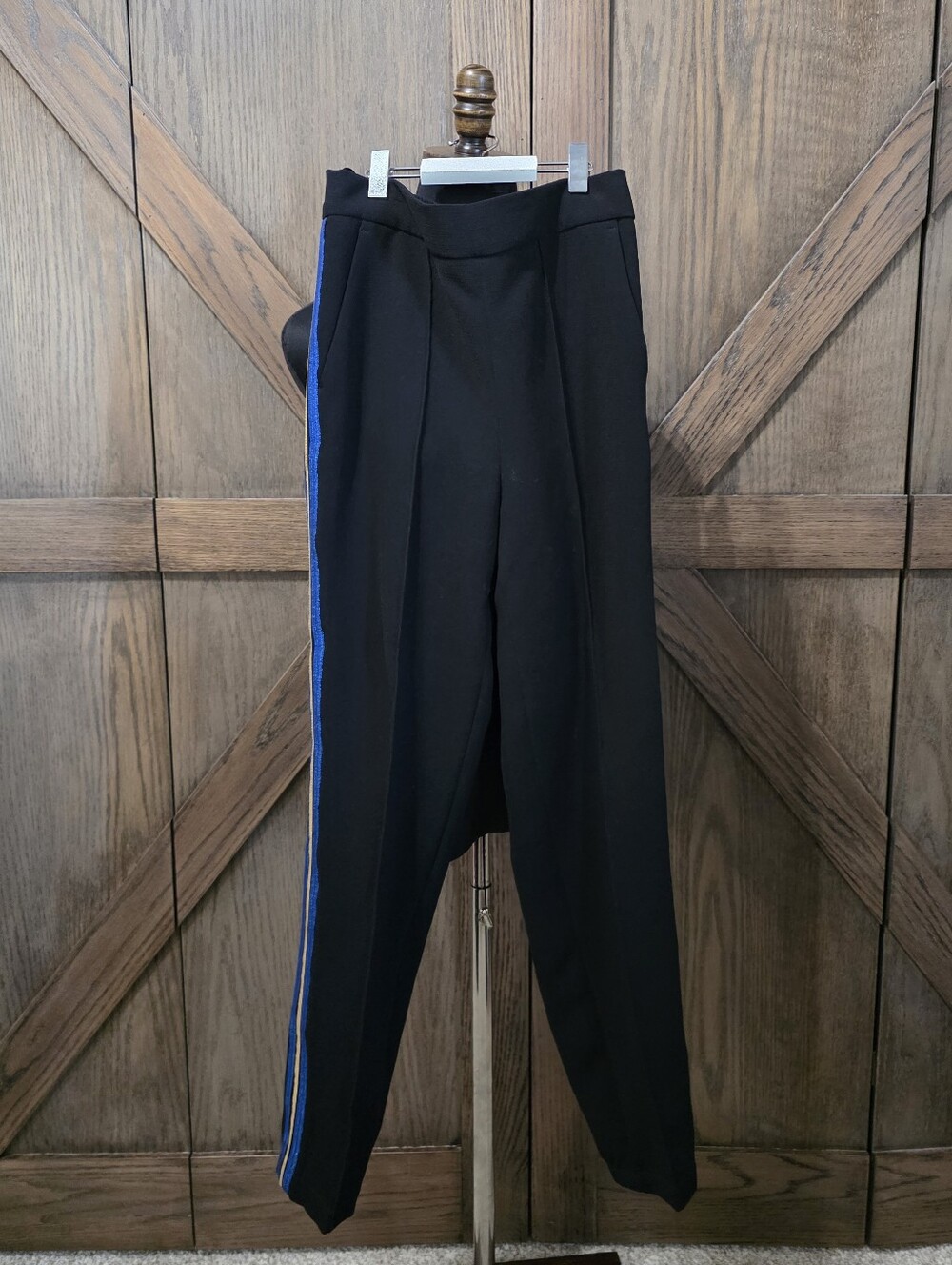 Zadig & Voltaire Black Track Pants with Blue Side Stripe
